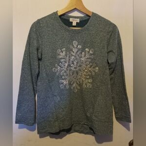 NWT Style & Co. Teal Snowflake Top